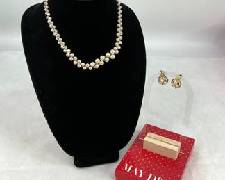 Vintage Richelieu Imitation Pearl Necklace and Earring Set