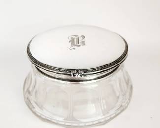 Monogrammed B Sterling Dresser Jar
