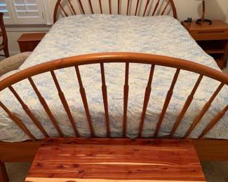 Danish Modern Mid-Century Teak Queen Sized Bed and Cedar Chest