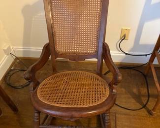 Victorian Walnut Cane Rocker