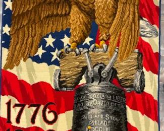Patriotic bicentennial wall rug - new in the box. Approx 3' x 5'.