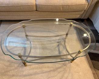 Beveled Glass Oval Coffee Table