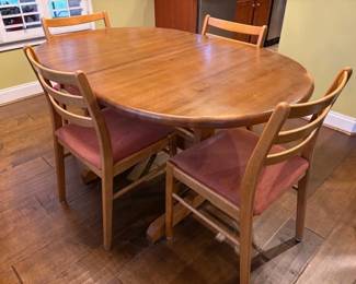 Mid-Century Dining Table with Four Chairs - table is extendable
