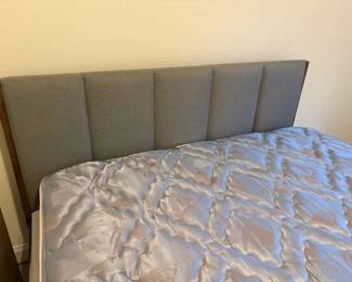 Upholstered Queen Headboard and Wooden Ben Frame