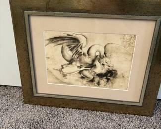 Print Of Dragon Killing Lion By Leonardo Da Vinci