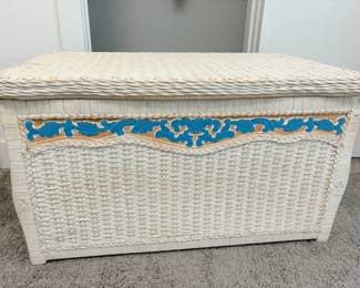 Wicker Storage Trunk Painted White