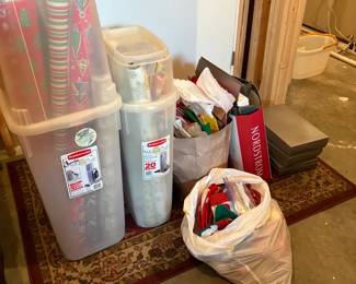 Christmas Wrapping And 1 Bag Of Decorations