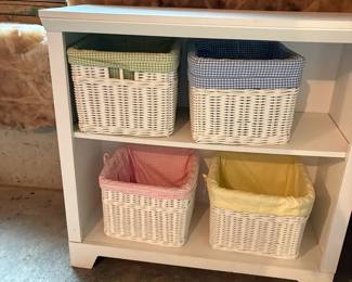 Storage Shelves With Wicker Storage Containers