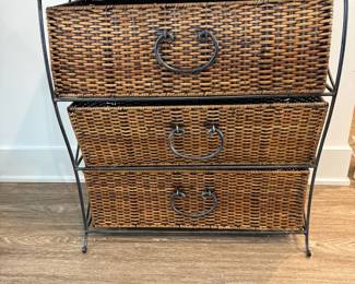 Wicker And Metal 3 Drawer Chest