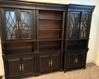 Hutch With Glass Shelves Behind Doors