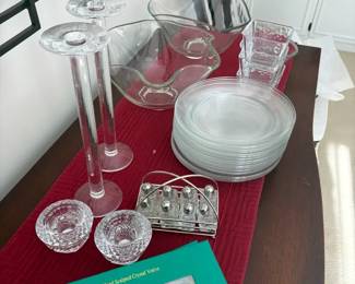 Glass Serving Pieces, Plates And Candle Holders