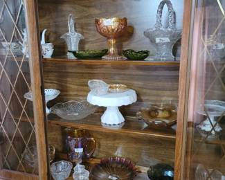 Carnival Glass, Milk Glass, Crystal (China Cabinet Not for Sale)