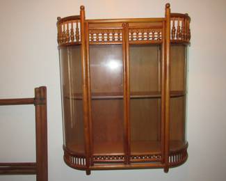 Rattan & wood hanging cabinet