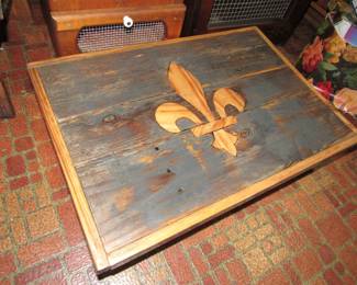 Inlaid wood foot stool