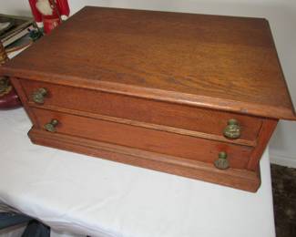 Antique oak spool box