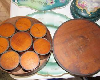 Antique wooden spice set
