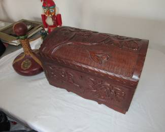 Vintage carved sewing box