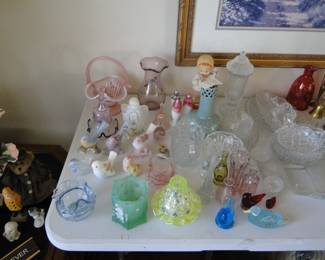 Yellow, green, glow up in the dark, and clear glass pieces too