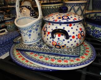 Bowls, and serving plates, for cheese and crackers