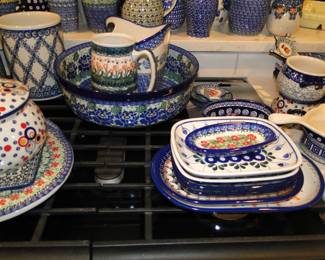 Boleslawiec Polish Pottery, in all shapes and sizes and colors