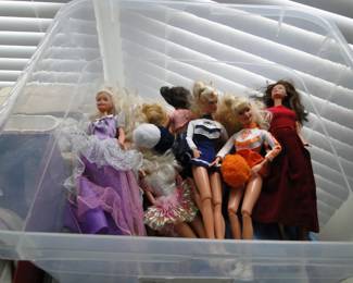 Random bin filled with Barbies