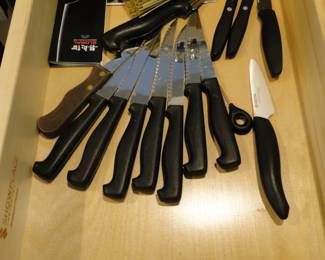 Mini knives, and a small rattan wisk