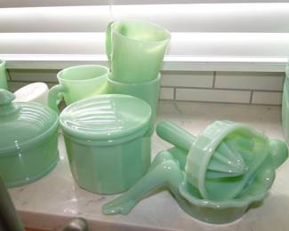 Fun and collectible jadeite items.  That citrus reamer is a rare and unique find