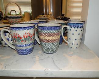 Boleslawiec Polish Pottery coffee cups, large sized