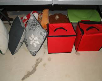 Christmas ornament storage containers, and some snow pillows