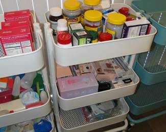 Again, the rolling carts and personal care items are all for sale