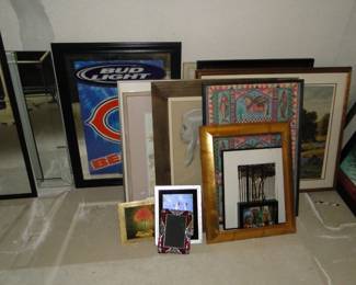 Various pieces of art, and mirror advertisement
