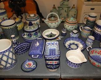 Bright vibrant Polish pottery creations