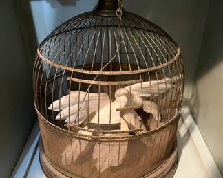 Antique Hendryx brass bird cage