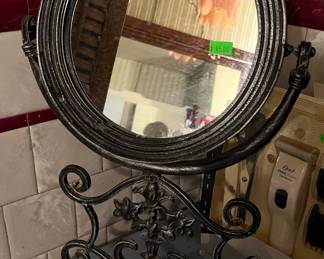 Metal heavy boudoir mirror 