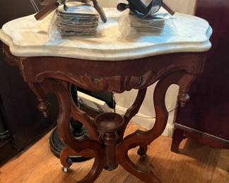 Victorian marble top lamp table