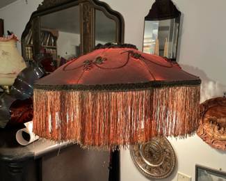 Antique floor lamp w/ authentic silk shade