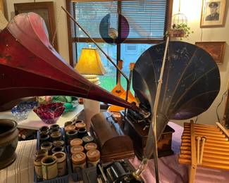 Two Edison Home cylinder phonograph with horn - 2