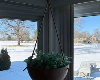Vintage MidCentury Modern Metal Hanging Planter