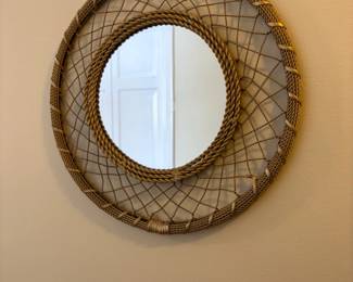 Franco Albini Style Rattan Sunburst Mirror