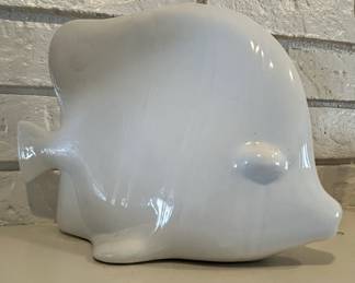 White Ceramic Angelfish Sculpture