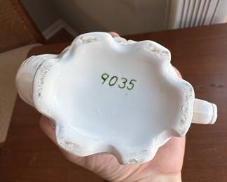 White Ceramic Decorative Watering Can with Embossed Scrollwork second image