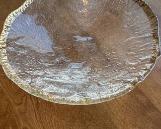 IVV Glacier Ice Glass Bowl with kt Gold Rim second image