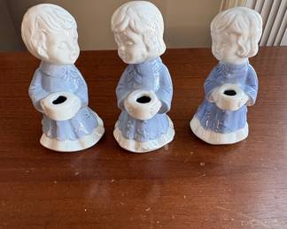 Vintage Ceramic Children Figurines Set of   Candle Holders