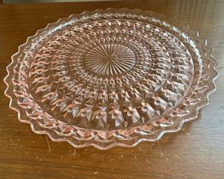Jeannette Windsor Pink Depression Glass Cake Stand