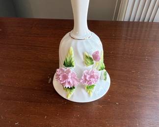 Vintage Porcelain Bell with Floral Appliqus