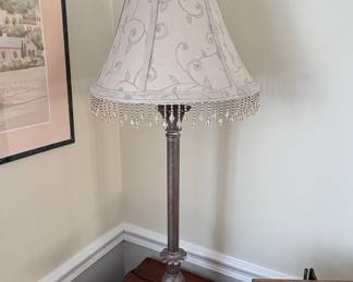 Beaded Crystal Table Lamp with Scroll Shade