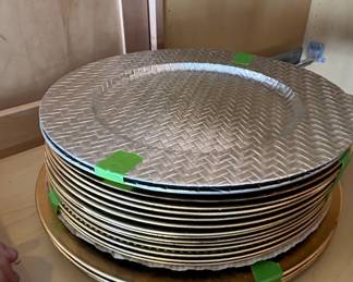 Set of Gold Rimmed Charger Plates with Woven Pattern