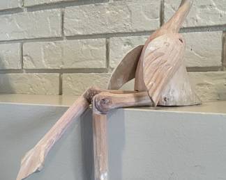 Articulated Wooden Heron Figurine