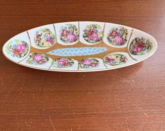 Vintage Courting Couple Scene Oval Serving Dish, JKW Decor Carlsbad Bavaria second image
