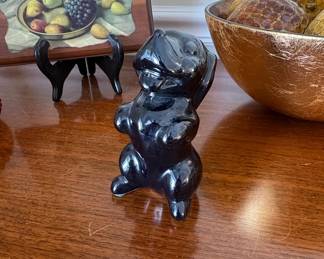 Black Ceramic Dog Figurine